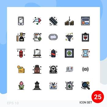 25 Filled line Flat Color concept for Websites Mobile and Apps web layout blog layout healthcare money cash Editable Vector Design Elements