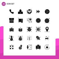 User Interface Pack of 25 Basic Solid Glyphs of space moon insurance halloween media Editable Vector Design Elements