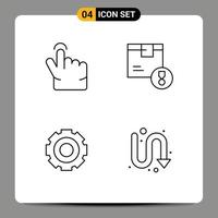 Stock Vector Icon Pack of 4 Line Signs and Symbols for finger general achievement logistic setting Editable Vector Design Elements