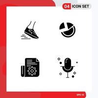 4 Universal Solid Glyphs Set for Web and Mobile Applications fast pie runner statistic folder Editable Vector Design Elements