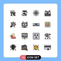 Set of 16 Modern UI Icons Symbols Signs for arts sound atom music control Editable Creative Vector Design Elements