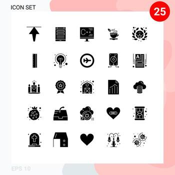paquete de interfaz de usuario de 25 glifos sólidos básicos de elementos de diseño vectorial editables de programación de taza de codificación en caliente vector