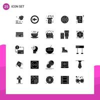 Pictogram Set of 25 Simple Solid Glyphs of wanted institution podium world globe Editable Vector Design Elements