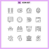 Modern Set of 16 Outlines and symbols such as multimedia data food cancel porthole Editable Vector Design Elements