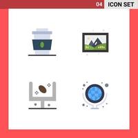 4 Thematic Vector Flat Icons and Editable Symbols of coffee american fast gallery football Editable Vector Design Elements