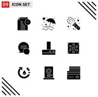 Stock Vector Icon Pack of 9 Line Signs and Symbols for compter kitchen experiment fan messages Editable Vector Design Elements