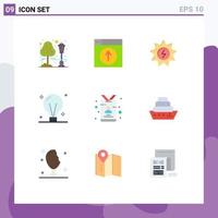 Pictogram Set of 9 Simple Flat Colors of idea creativity application concept power Editable Vector Design Elements