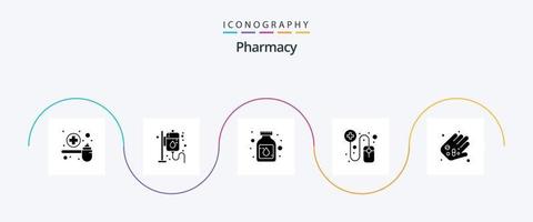 Pharmacy Glyph 5 Icon Pack Including medicine. pharmacist. pharmacy. pharmaceutical. medicine vector