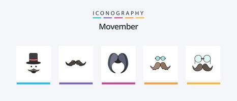 paquete de iconos movember flat 5 que incluye . masculino. hombres. movimiento diseño de iconos creativos vector