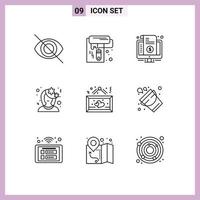 Set of 9 Modern UI Icons Symbols Signs for board profile internet flower avatar Editable Vector Design Elements