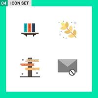 Pictogram Set of 4 Simple Flat Icons of files flour database storage crossroads Editable Vector Design Elements