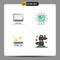 Pack of 4 Modern Flat Icons Signs and Symbols for Web Print Media such as internet kids site student credit Editable Vector Design Elements