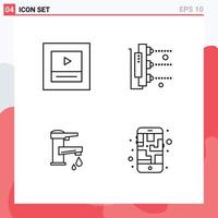 User Interface Pack of 4 Basic Filledline Flat Colors of layout tap factory scanner faucet Editable Vector Design Elements