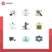 9 Universal Flat Colors Set for Web and Mobile Applications direction spray reporter cleaning science Editable Vector Design Elements