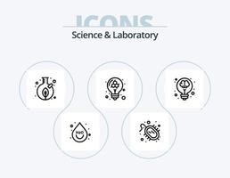 Science Line Icon Pack 5 Icon Design. model. bulb. drink. lab. lab vector