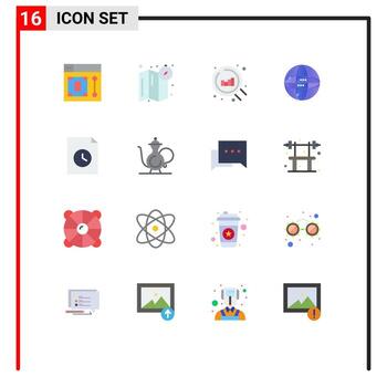 Mobile Interface Flat Color Set of 16 Pictograms of abrahamic file chart document computing Editable Pack of Creative Vector Design Elements
