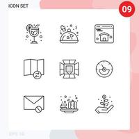 Pack of 9 Modern Outlines Signs and Symbols for Web Print Media such as softbox lighting homepage light synchronize Editable Vector Design Elements