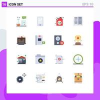 16 Universal Flat Color Signs Symbols of wreath book android achievement gasoline Editable Pack of Creative Vector Design Elements