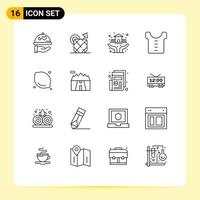 16 Universal Outlines Set for Web and Mobile Applications lemon food protection shirt baby Editable Vector Design Elements