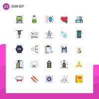 25 Universal Flat Colors Set for Web and Mobile Applications online book floating insurance heart care Editable Vector Design Elements