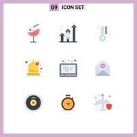 Universal Icon Symbols Group of 9 Modern Flat Colors of play audio hot sound alarm Editable Vector Design Elements