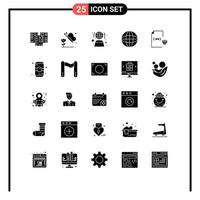 25 User Interface Solid Glyph Pack of modern Signs and Symbols of coding equipment digital earth automation Editable Vector Design Elements