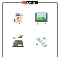 conjunto de 4 iconos planos vectoriales en cuadrícula para elementos de diseño vectorial editables de caída de decoración de marco solar de invitación vector