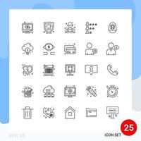 Pack of 25 creative Lines of decoration network farm find business Editable Vector Design Elements