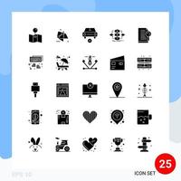 Mobile Interface Solid Glyph Set of 25 Pictograms of document model car method algorithm Editable Vector Design Elements