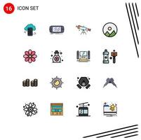 16 User Interface Flat Color Filled Line Pack of modern Signs and Symbols of image view device space telescope Editable Creative Vector Design Elements