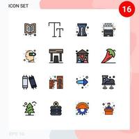 Mobile Interface Flat Color Filled Line Set of 16 Pictograms of low battery education intelligence binary Editable Creative Vector Design Elements