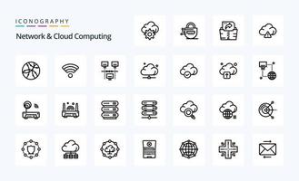 25 Network And Cloud Computing Line icon pack vector