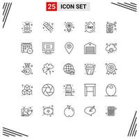 paquete de iconos de vector de stock de 25 signos y símbolos de línea para elementos de diseño de vector editables de caída de corazón de dólar ruidoso de altavoz