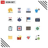 Pictogram Set of 16 Simple Flat Colors of day human box house body Editable Pack of Creative Vector Design Elements