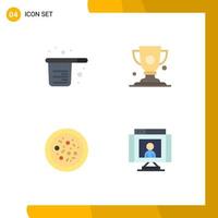 4 Universal Flat Icons Set for Web and Mobile Applications baking italian food cups cup pizza Editable Vector Design Elements