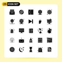 Universal Icon Symbols Group of 25 Modern Solid Glyphs of decorative monument cd landmark wallet Editable Vector Design Elements