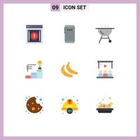 9 Flat Color concept for Websites Mobile and Apps food trophy cup camera trophy achievements Editable Vector Design Elements