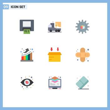 Universal Icon Symbols Group of 9 Modern Flat Colors of logistic up atoumated statistics graph Editable Vector Design Elements