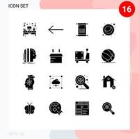 16 User Interface Solid Glyph Pack of modern Signs and Symbols of size human text design moon Editable Vector Design Elements