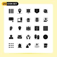 Mobile Interface Solid Glyph Set of 25 Pictograms of message graph key money business Editable Vector Design Elements