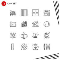 Set of 16 Vector Outlines on Grid for folder data signs backup decoration Editable Vector Design Elements