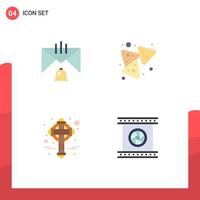 4 Universal Flat Icon Signs Symbols of bell cross email food irish Editable Vector Design Elements