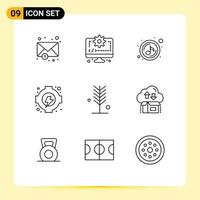 Set of 9 Modern UI Icons Symbols Signs for summer environment play eco gear Editable Vector Design Elements