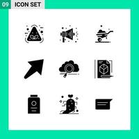 Modern Set of 9 Solid Glyphs and symbols such as computing storage vehicle search u Editable Vector Design Elements