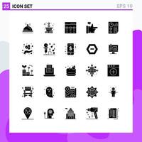 Group of 25 Solid Glyphs Signs and Symbols for data thumbs up communication like interface Editable Vector Design Elements