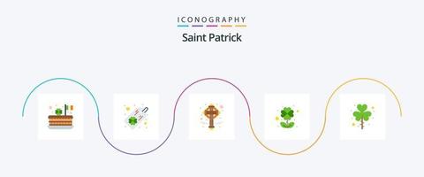 paquete de iconos de 5 pisos de san patricio que incluye a patricio. día. cruz. hoja. trébol vector