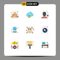 Universal Icon Symbols Group of 9 Modern Flat Colors of summer diving pass technology diving instructor sword Editable Vector Design Elements