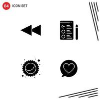 Solid Glyph Pack of 4 Universal Symbols of backward love job moon Layer 1 Editable Vector Design Elements