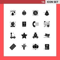 Group of 16 Solid Glyphs Signs and Symbols for avatar modeling marketing geometry design Editable Vector Design Elements