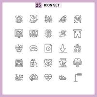 25 User Interface Line Pack of modern Signs and Symbols of communication anytime dropper universe orbit Editable Vector Design Elements